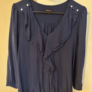 Saks Fifth Avenue Navy Silk Blouse